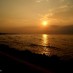 Lombok, : sunset di pantai kencana