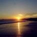 Jawa Barat, : pemandangan matahari terbenam di pantai citepus
