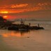 Jawa Barat, : sunset di pantai ujong blang