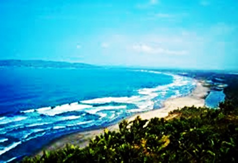 terlihat pantai pangandaran dari atas bukit lembah putri - Jawa Barat : Pantai Lembah Putri, Kalipucang – Jawa Barat.
